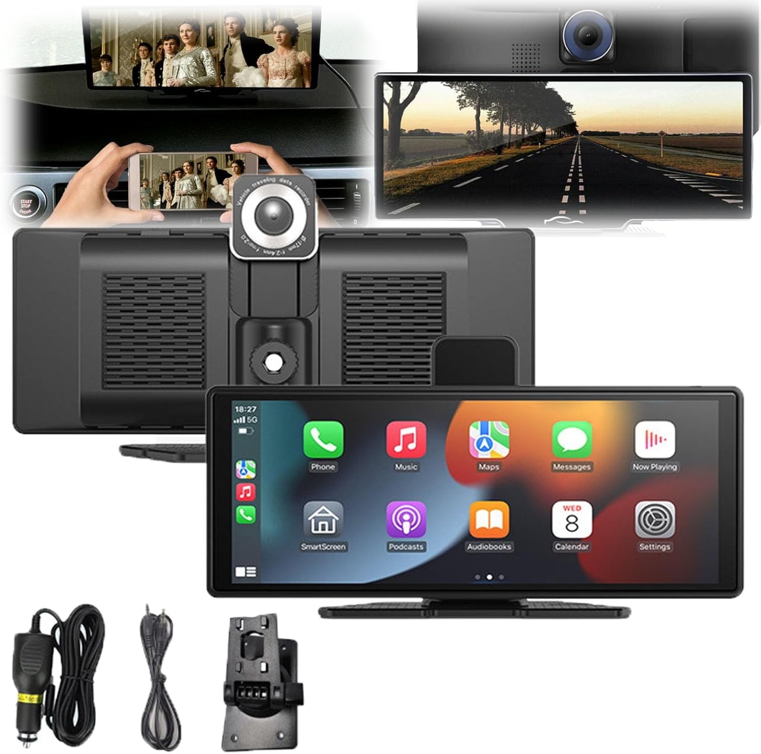 Cartablet Pro Max 2024 Model, Car Tablet Pro Max 2024, 10.26HD Car Tablet with 4k Dash Cam,1080p Backup Camera, GPS Navigation/Voice Control (Projection Model(Without Reversing Camera))