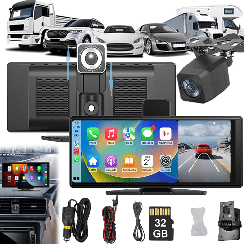 Cartablet Promax 2025 Model, Cartablet Pro Max 2025 Model, 10.26HD Portable Carplay Screen for Car with 4k, 1080P Backup Camera, Voice Control/Mirror Link/GPS Navigation,32GB
