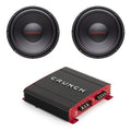 Crunch 124 Ohm Car Subwoofer Speaker (2 Pack) w/ Audio Stereo Amplifier