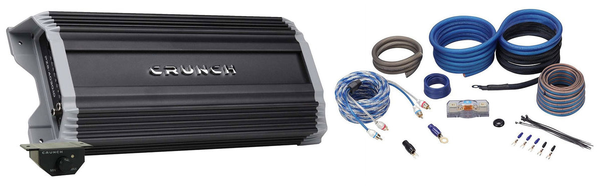 Crunch PZ2-4030.1D 4000 Watt Mono Car Audio Amplifier+Bass Remote+Amp Kit