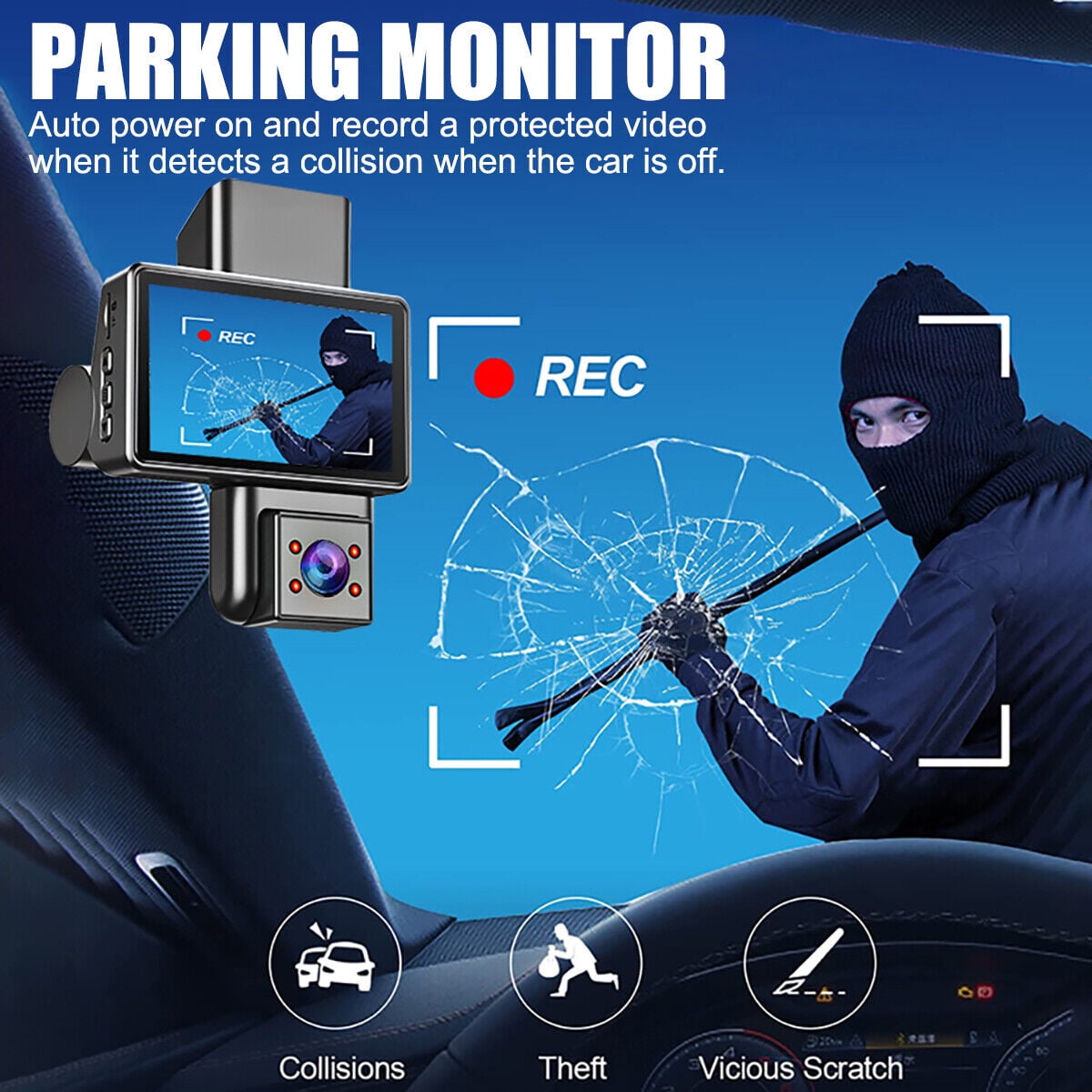 Dual Dash Camera Front ¨Õ Inside Dash Cam G Sensor Night Vision w/32GB TF Card