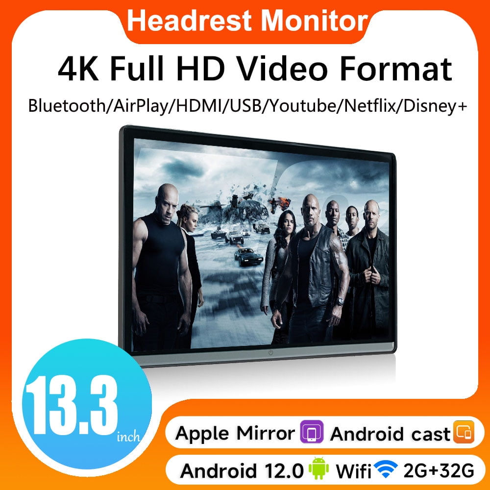 Dual HMDI 14Headrest Monitor Monitor IPS Android 12 8G+128G Tablet Touch Screen For Car Rear Seat Player Video Music FM BT AirPlay