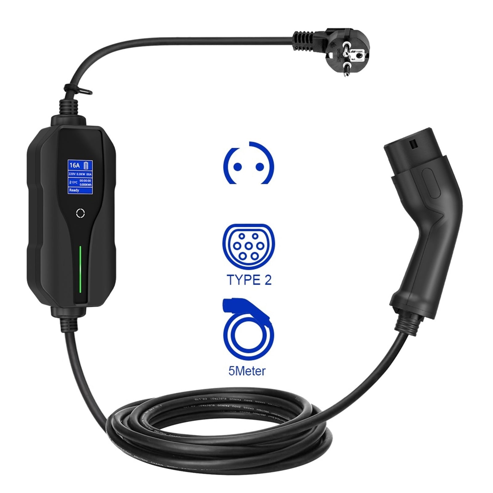 Electric Car Charger, 16A 32A Type2 Protable EV Charger Type2 with CEE Electric Car Current Adjustable EV Charging Cable 5M
--------
Wall Charging Unit