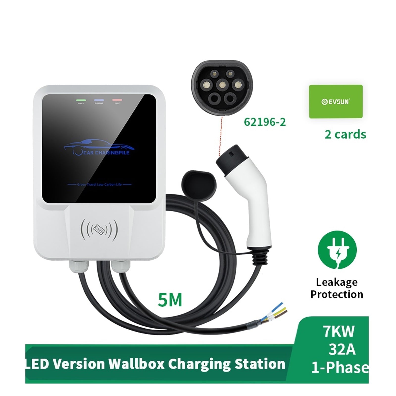 Electric Car Charger, EV Charger Type2 62196-2 7KW 16A 3 Phase with LED Version Wallbox Charging Station 5m Cable Electric Vehicle Car
--------
Wall Charging Unit