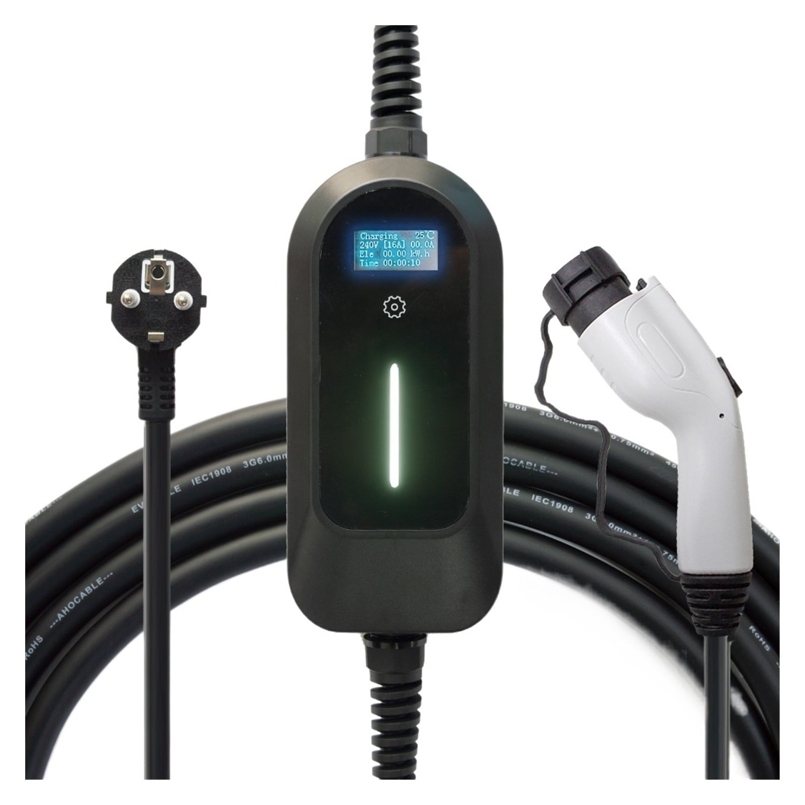 Electric Car Charger, EV Charger16A 3.5KW Portable Adjustable Electric Cars Home Charging 5M Cable
--------
Wall Charging Unit