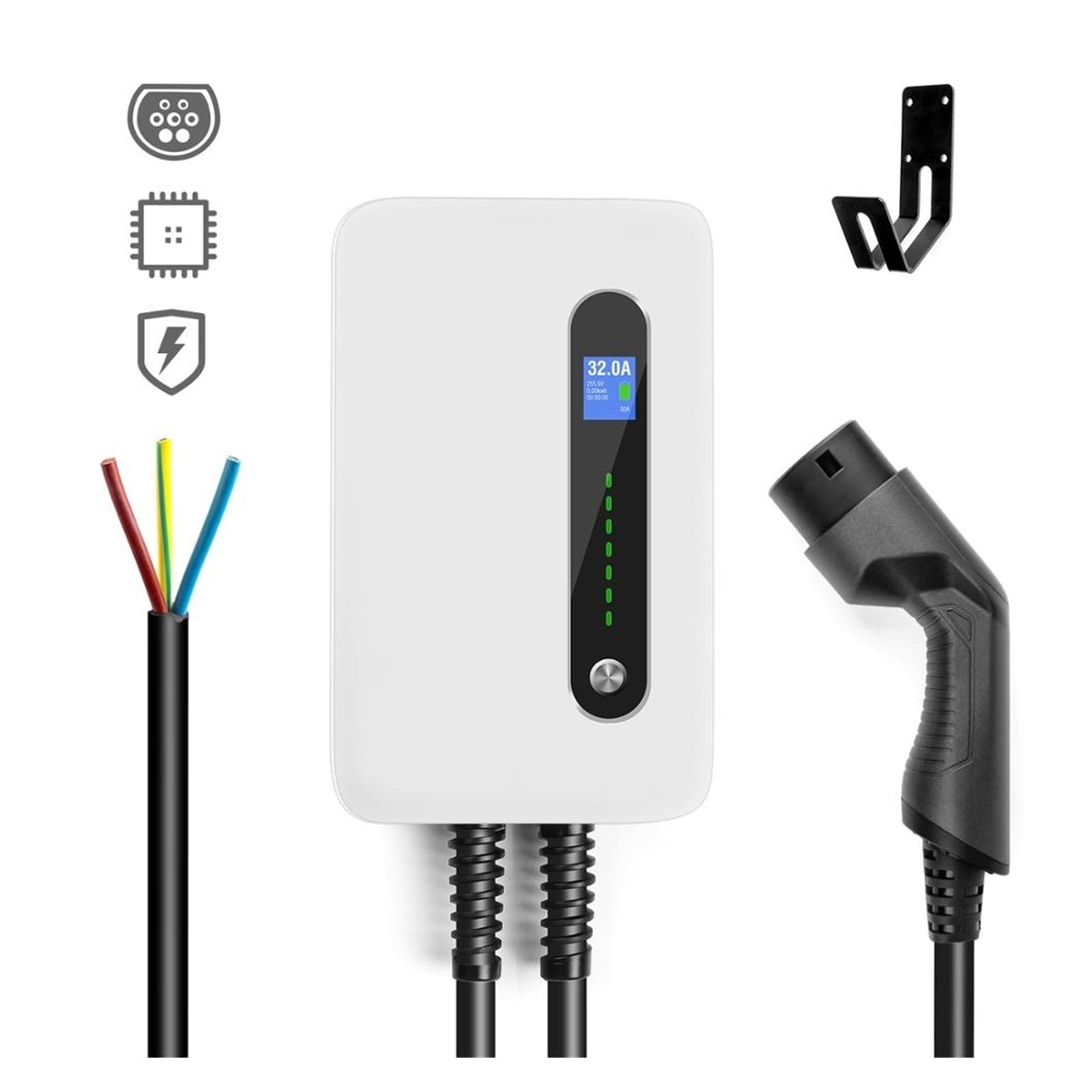 Electric Car Charger, EV Charging Station Cable 32A Electric Vehicle Car Charger EVSE Wall box Wall Mount Type 2 Cable 62196-2 Level 2 240V 7.6KW
--------
Wall Charging Unit