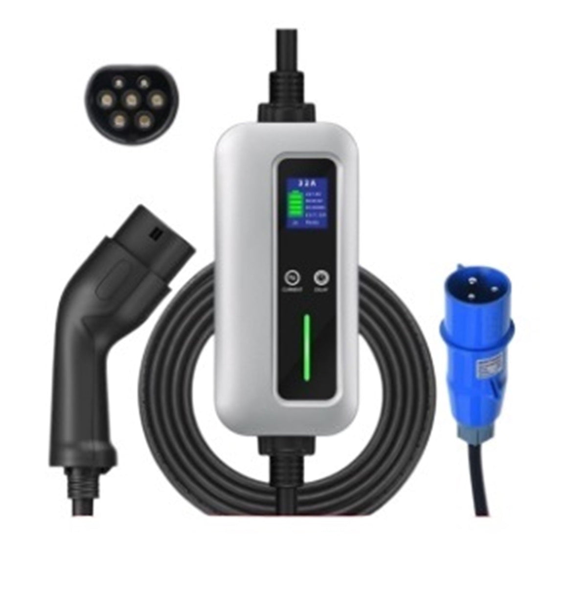 Electric Car Charger, Portable EV Car Charger Type 1 J1772 Level 2 32A 1 Phase 7.2KW EVSE Adjustable Current Electric Vehicle Charger for Home 5Meters
--------
Wall Charging Unit