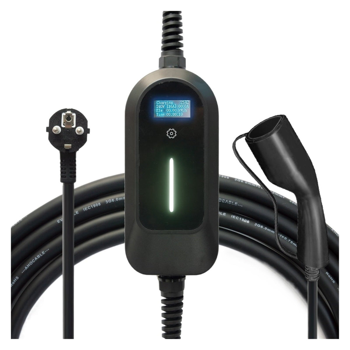 Electric Car Charger, Portable EV Charger Type2 62196-2 16A Switch 1P EVSE Charging Cable Controller Wallbox for Electric Car
--------
Wall Charging Unit
