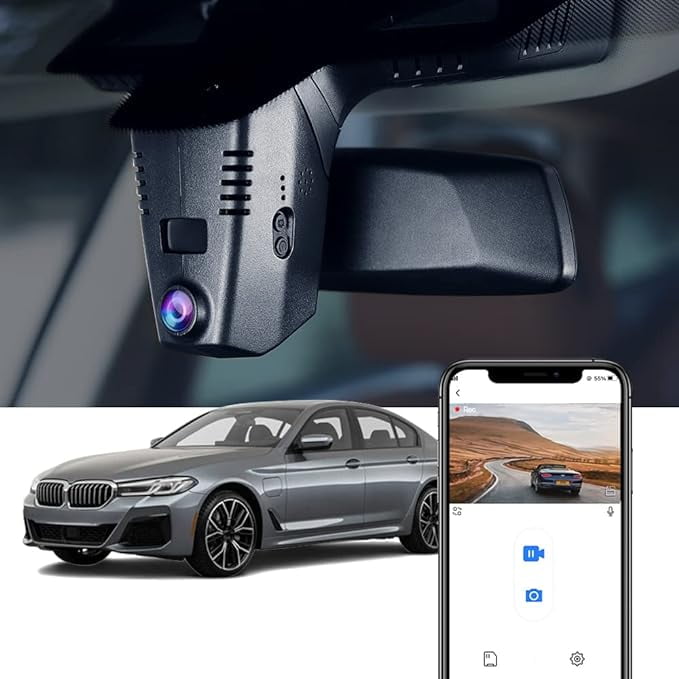 Fitcamx 4K Dash Cam Adapts for BMW 5 7 Series 2018-2023 530i 540i 530e M550i 740i 750i M760i 745e Xdrive (G30/G11), OEM Look, UHD Video, WiFi & APP, Loop Recording G-Sensor, Plug&Play, 64GB Card