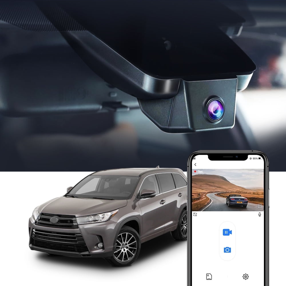 Fitcamx 4K Dash Cam Suitable for Toyota Highlander 2017 2018 2019 LE Limited L XLE Platinum Hybrid (Gen3), Integrated OEM Style, 2160P UHD Video WiFi, G-Sensor, Loop Recording, Plug & Play, 64GB Card