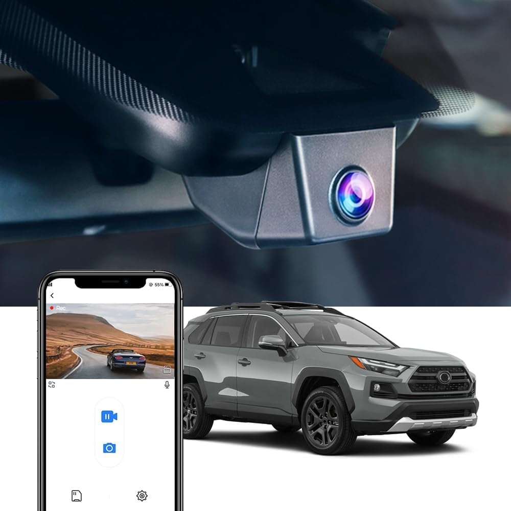 Fitcamx 4K Dash Cam Suitable for Toyota RAV4 2022 2023 2024 LE Limited SE Adventure XLE Premium XSE (Model B) with Vent Hole, OEM Look, UHD 2160P Video WiFi, Loop Recording, G-Sensor, Plug&Play, 64GB