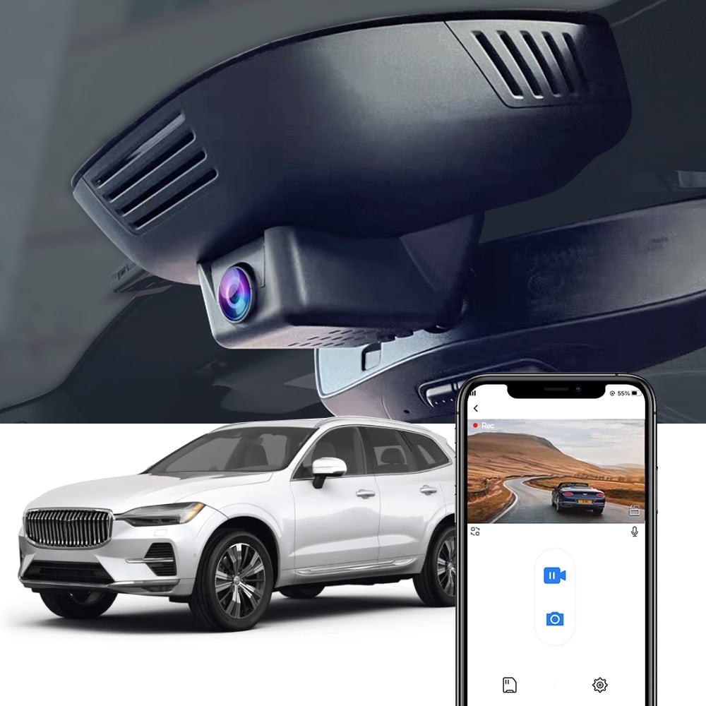 Fitcamx 4K Dash Cam Suitable for Volvo V90 XC60 S90 2022 2023 2024 B5 B6 T8 (Model B), OEM Factory Look, 2160P UHD Video, Loop Recording WiFi, Collision Detection, Easy to Install, 64GB Card