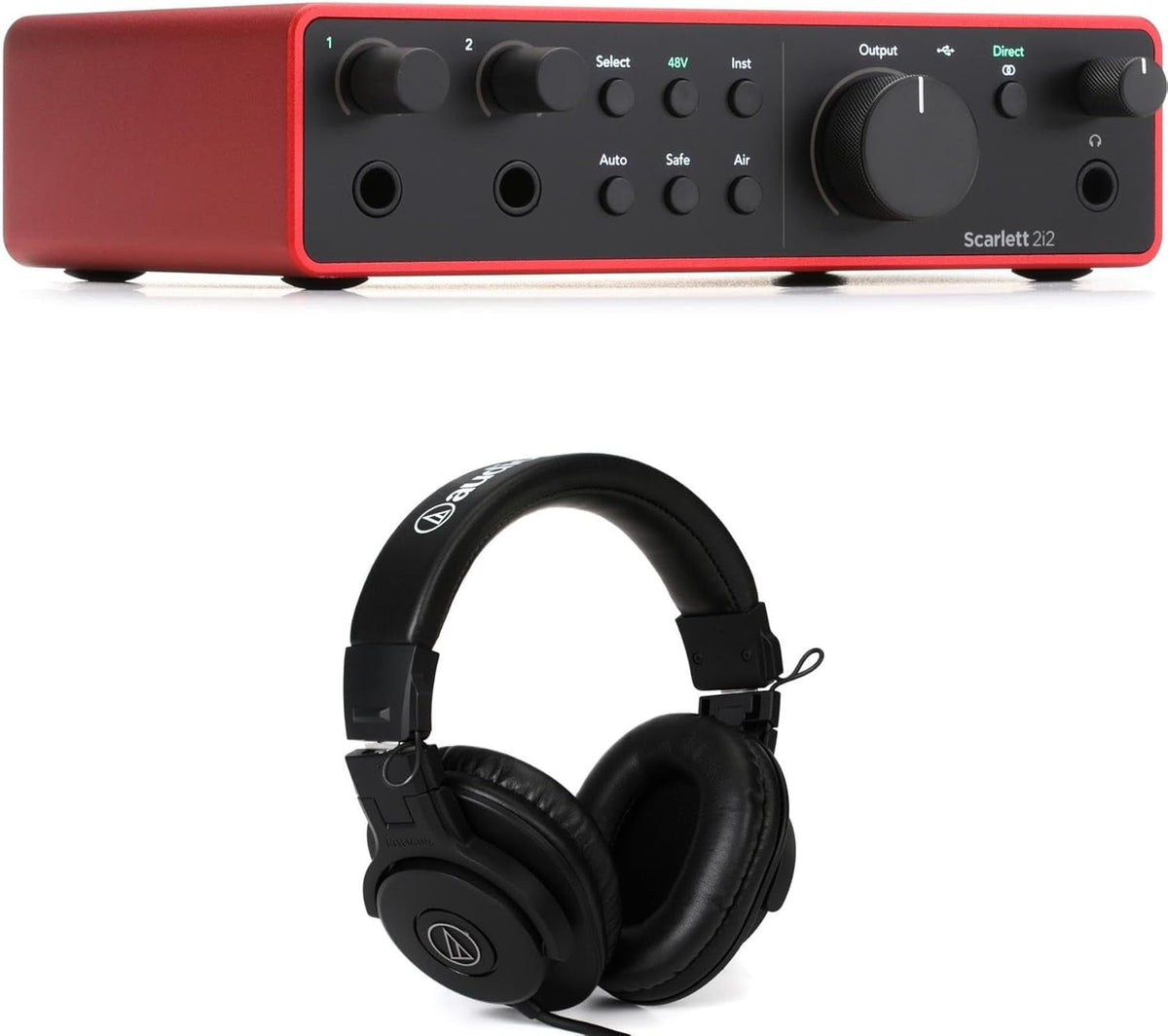 Focusrite Scarlett 2i2 4th Gen USB Audio Interface and ATH-M30x Closed-back Monitoring Headphones