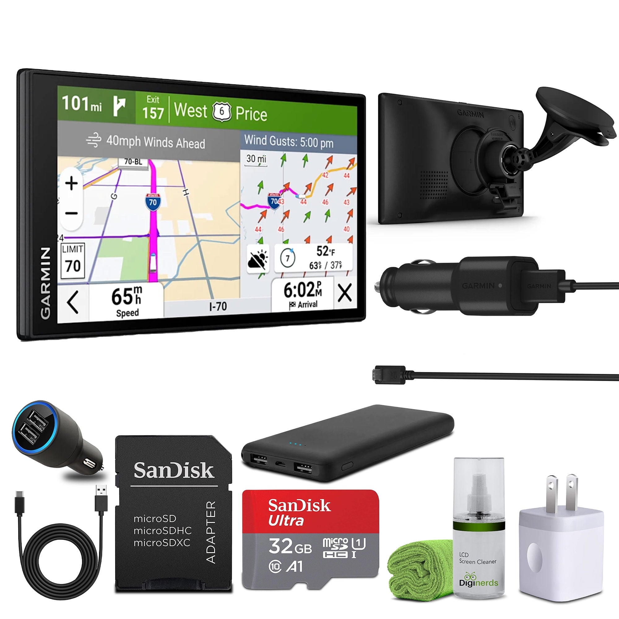 Garmin Dezl OTR620 GPS Truck Navigator 6Display Touchscreen, Commercial GPS Navigation for Semi-Truck Driver with 32GB SD Memory Card + LCD Cleaning Kit + More Accessories