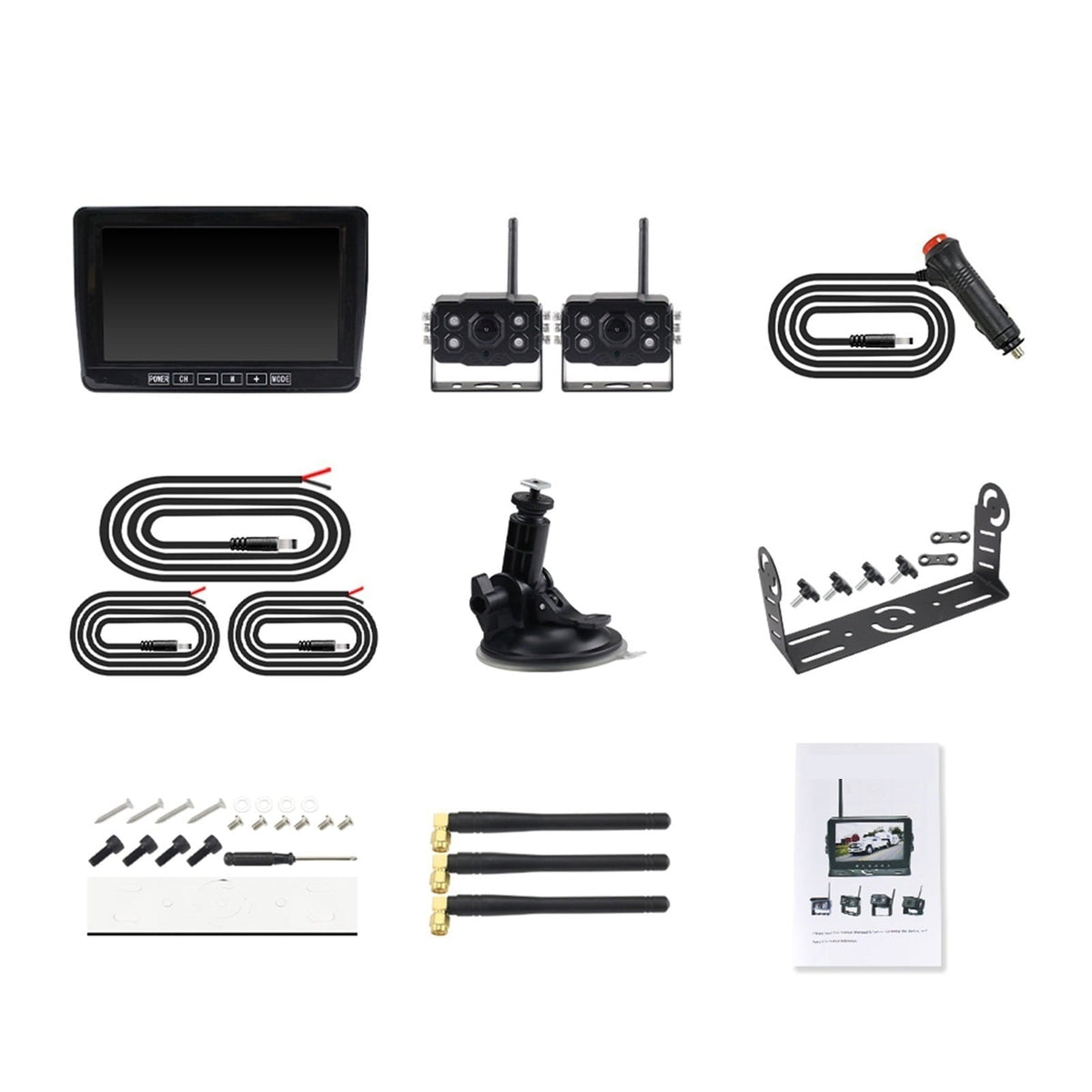 HD 7 Inch IPS HD Wireless 4 Channels Car DVR Monitor Vehicle Reverse Backup Recorder Wifi Camera For Bus Truck