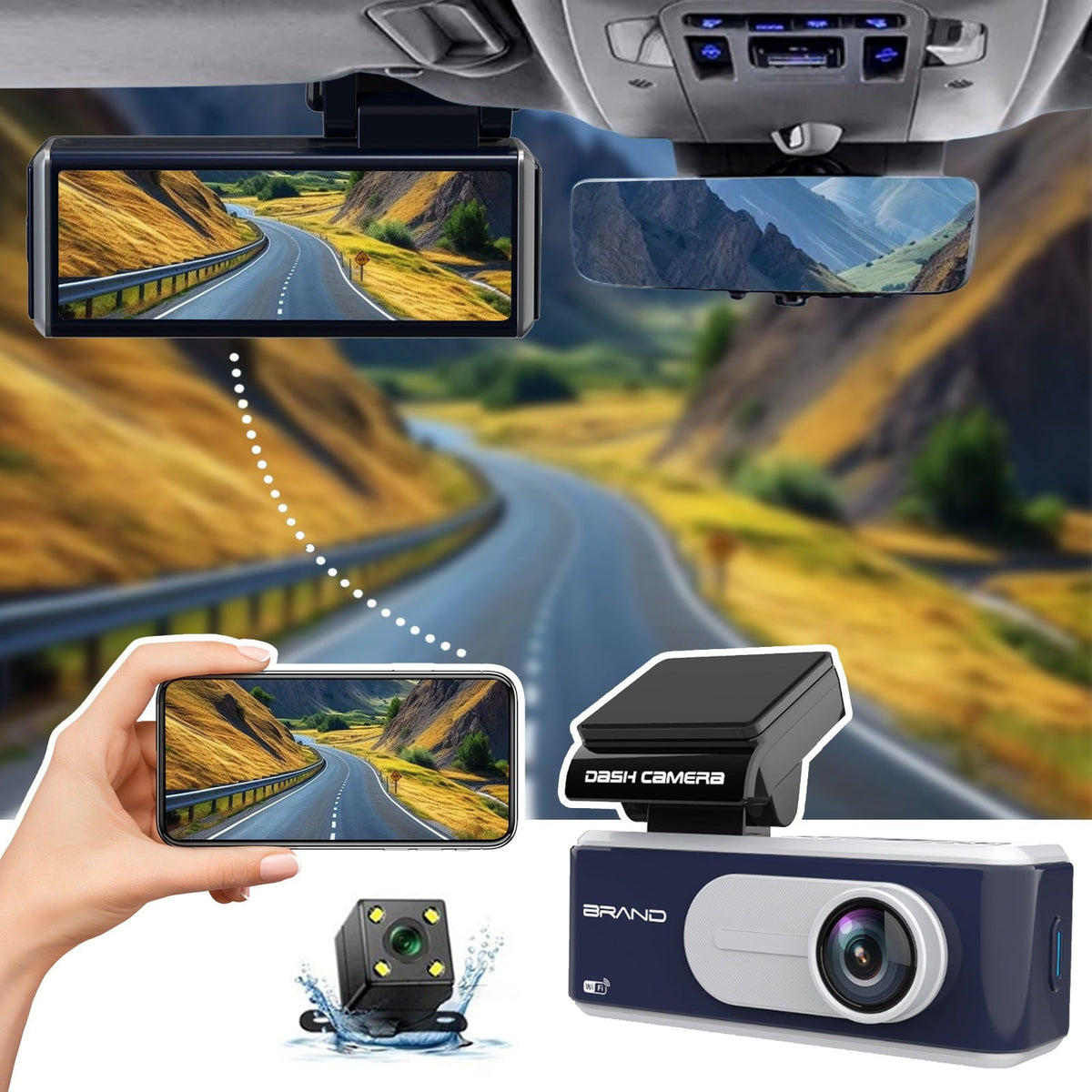 HOMBOTI Dash Cam Front and Rear Car Recorder Car Front Car Interior Two Recording Night Vision Enhanced Black HD Lens 3.2 Inch Screen Loop Recording 2024 New Dash Camera