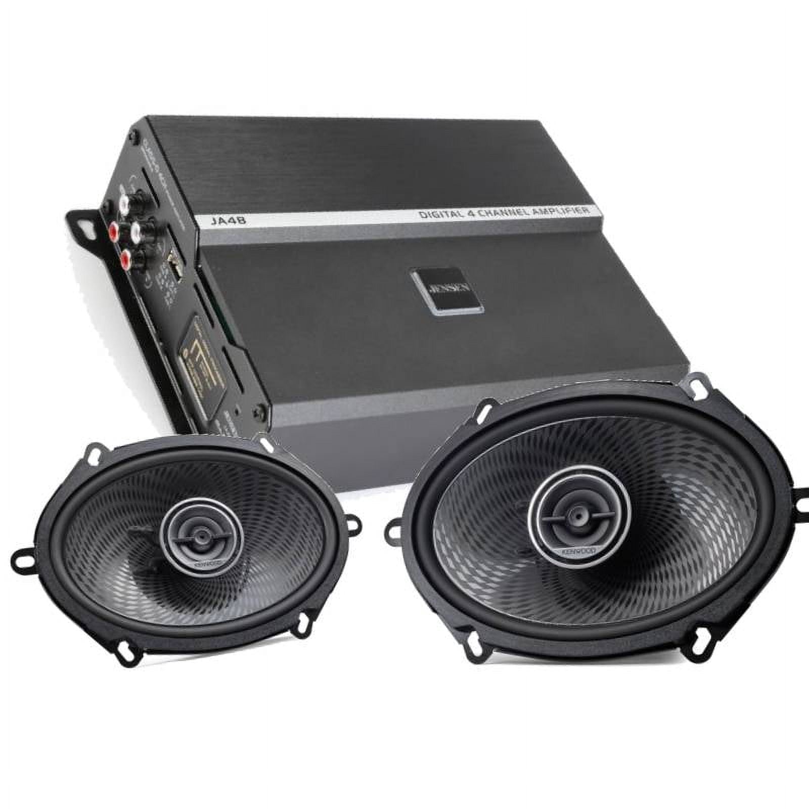Jensen  JA4B-Bundle3 Jensen JA4B JA-Series Class D 4-Channel Amplifier with Bluetooth + Kenwood KFC-C5796PS Performance Series 5x7 4 Ohms 2-way Speaker System