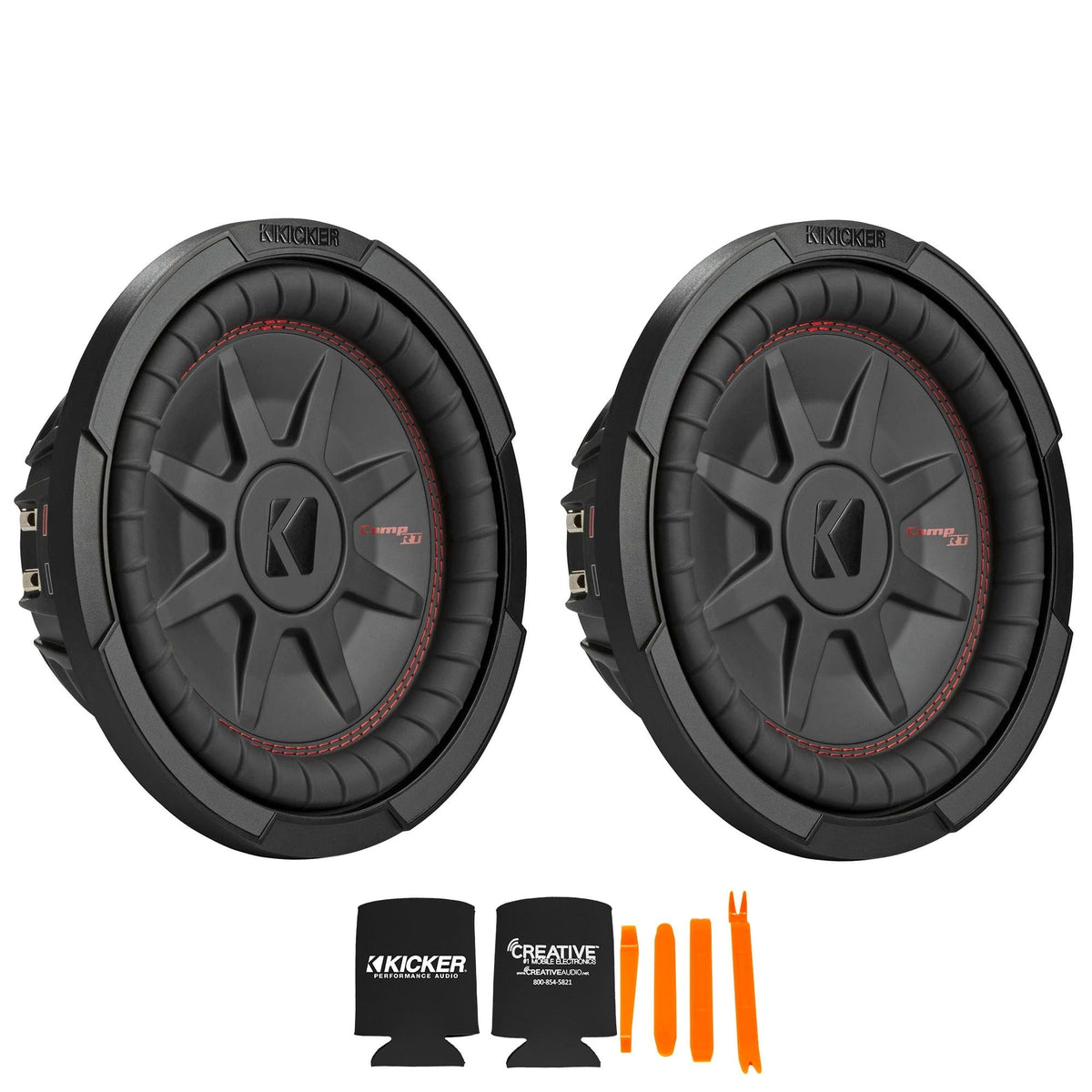Kicker 10 Inch Comp RT Thin Woofer Includes Two 48CWRT102 2 Virtual 2 ohm Package
