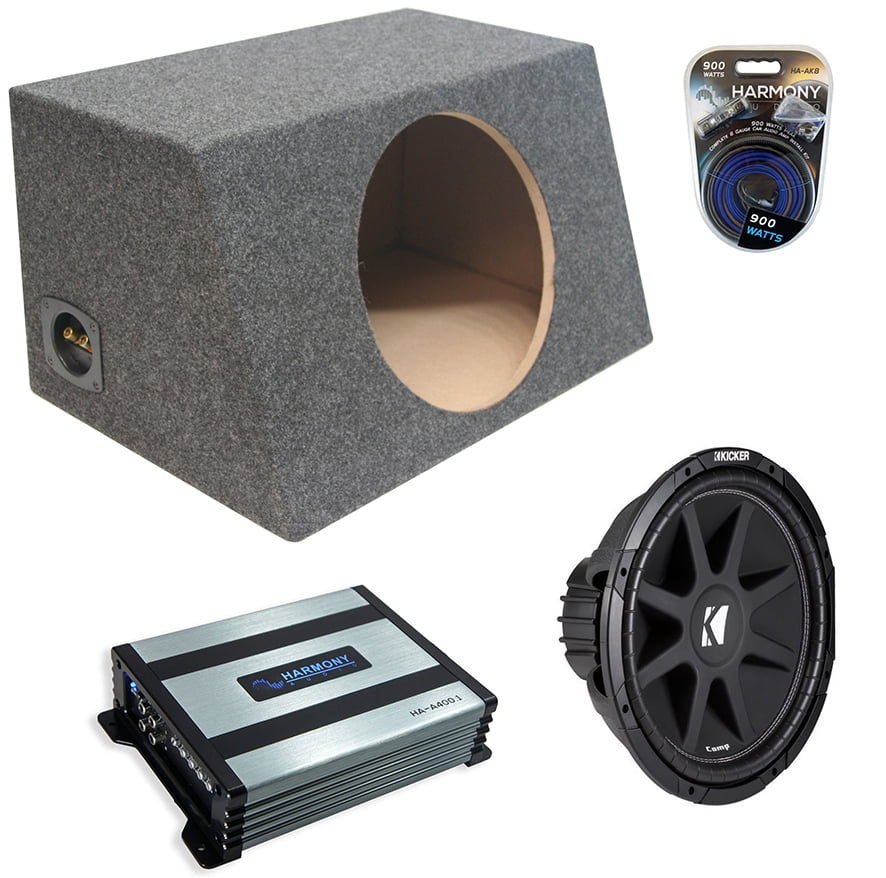 Kicker 43C154 15300W RMS 4 Ohm Sub, HA-A400.1 800W Amp & 115H Sub Box