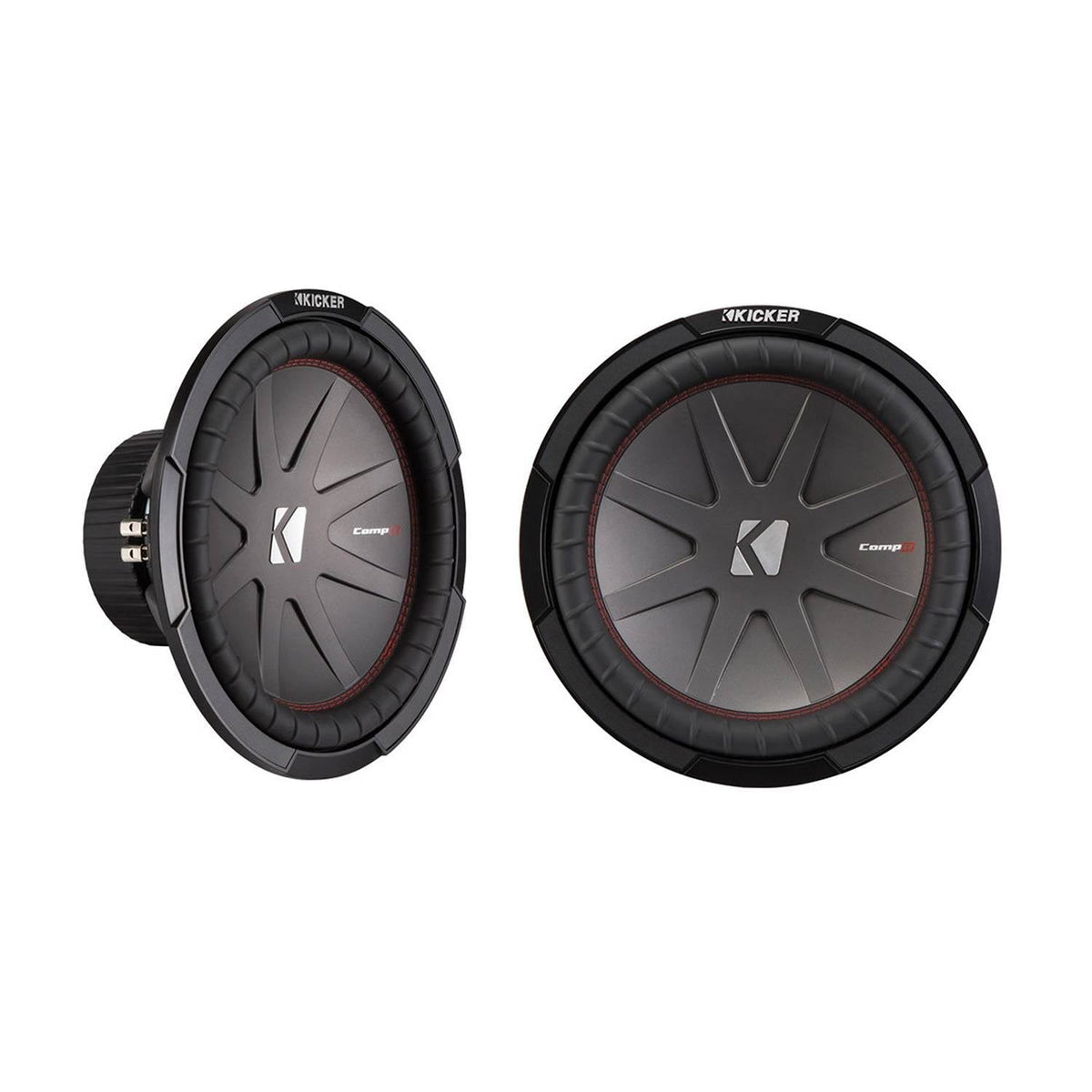Kicker 43CWR122 CompR 122000W 2 Ohm Dual Voice Coils Car Audio Subwoofer, Pair
