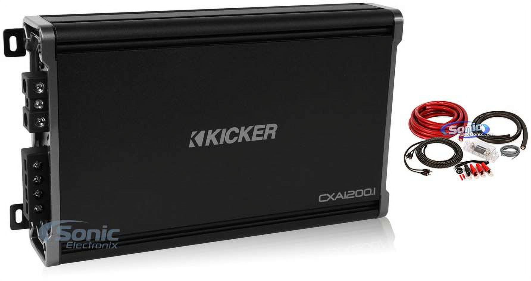 Kicker 43CXA12001 CXA1200.1 Monoblock Amplifier + Free Amp Kit 2400W Peak (1200W RMS) Monoblock Class-D Subwoofer Amplifier Package