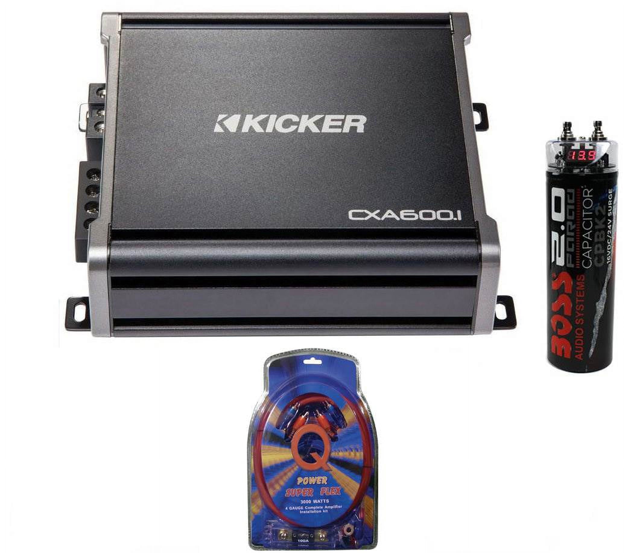 Kicker 43CXA6001 600 Watt RMS Monoblock Amp Mono Amplifier + Wiring + Capacitor