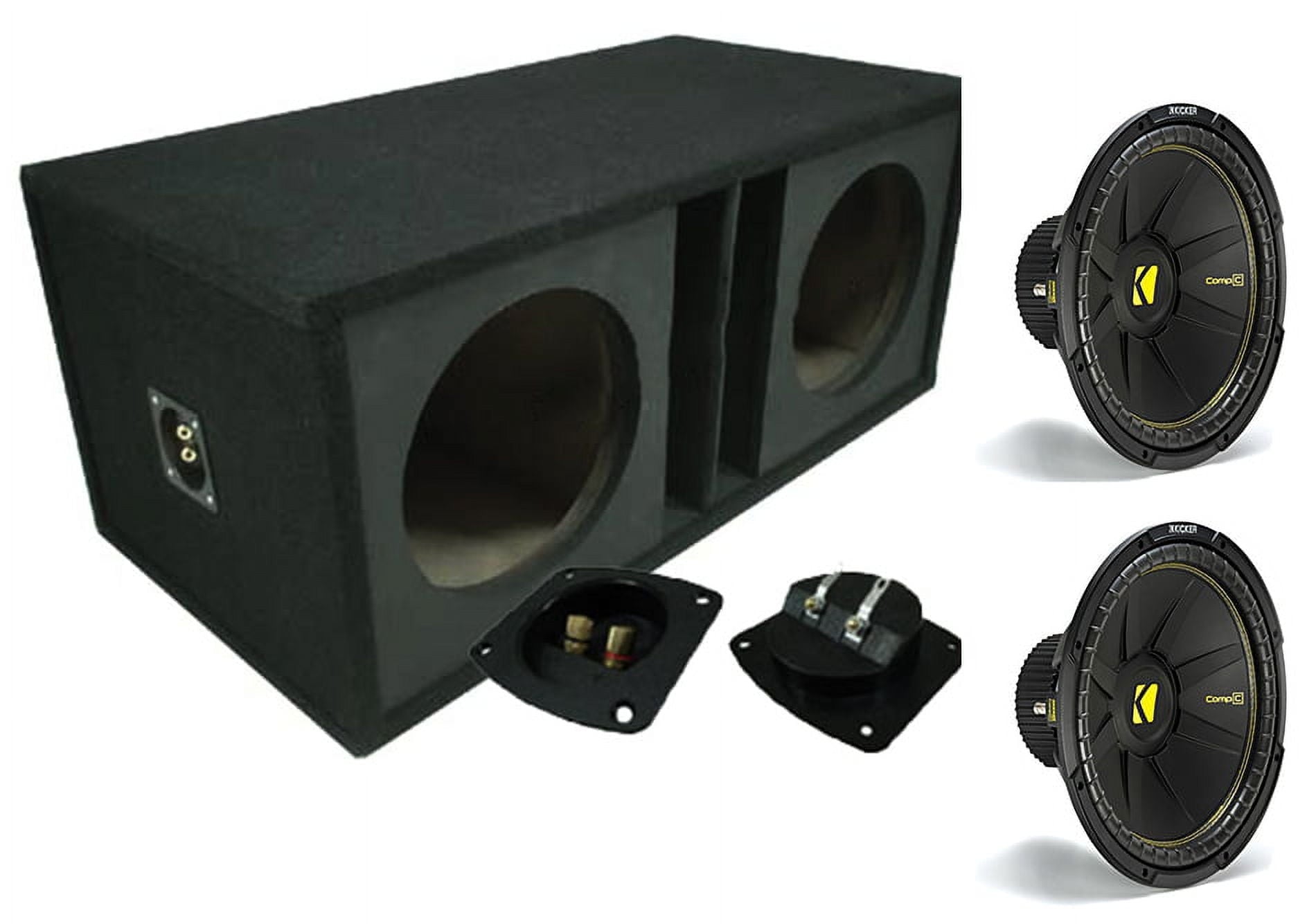 Kicker 44CWCS154 Single 4 Ohm 15Sub & SOLORND2X15V Dual 15Sub Box