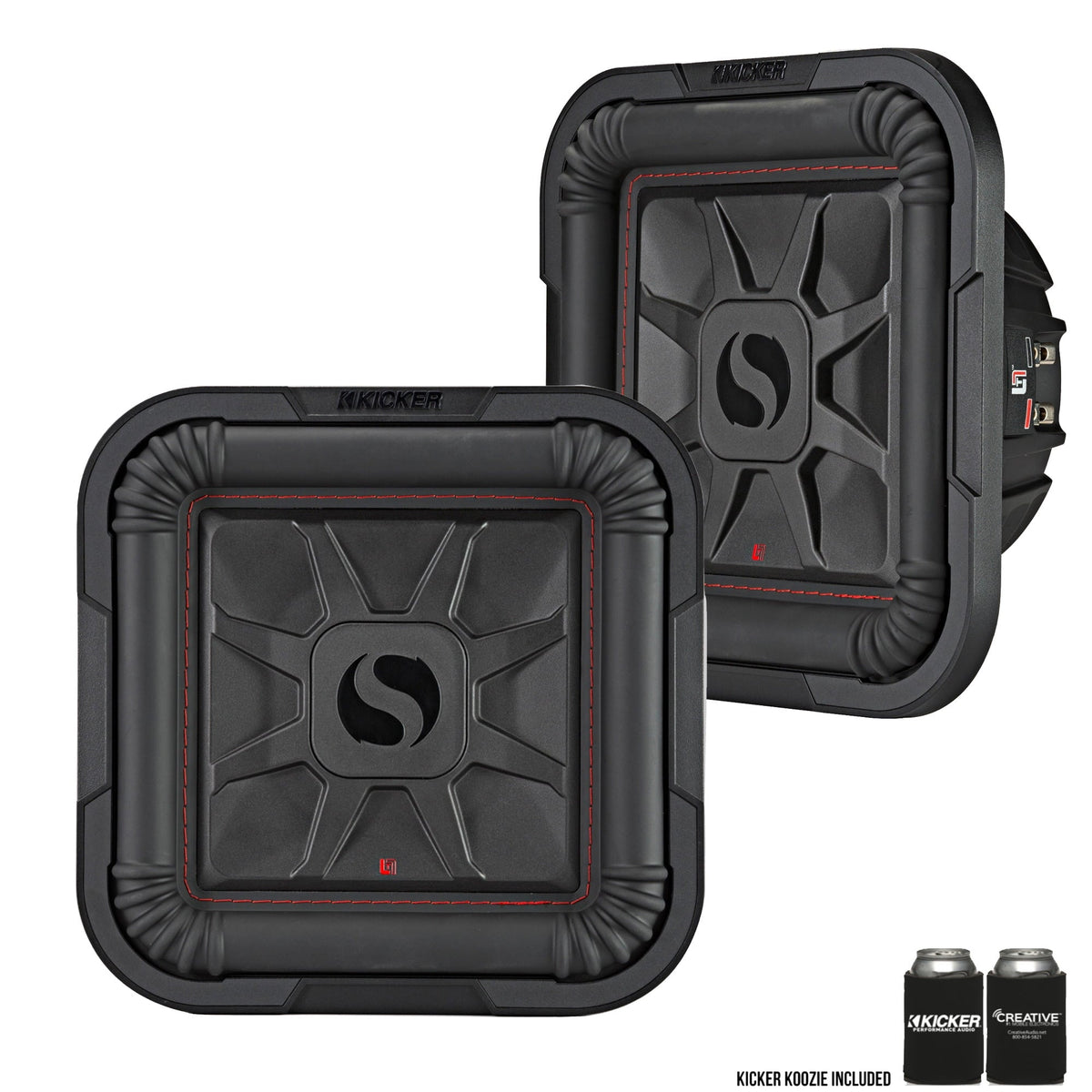 Kicker 46L7T104 Two L7T L7-Thin 10-Inch (25cm) Subwoofers, Dual Voice Coil, 4-Ohm, 500 Watts Each