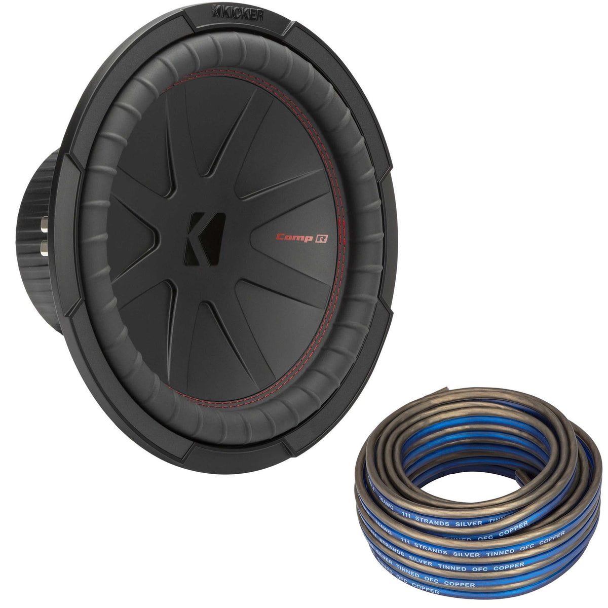 Kicker 48CWR124 CompR 12Subwoofer, DVC, 4-ohm - Includes Speaker Wire