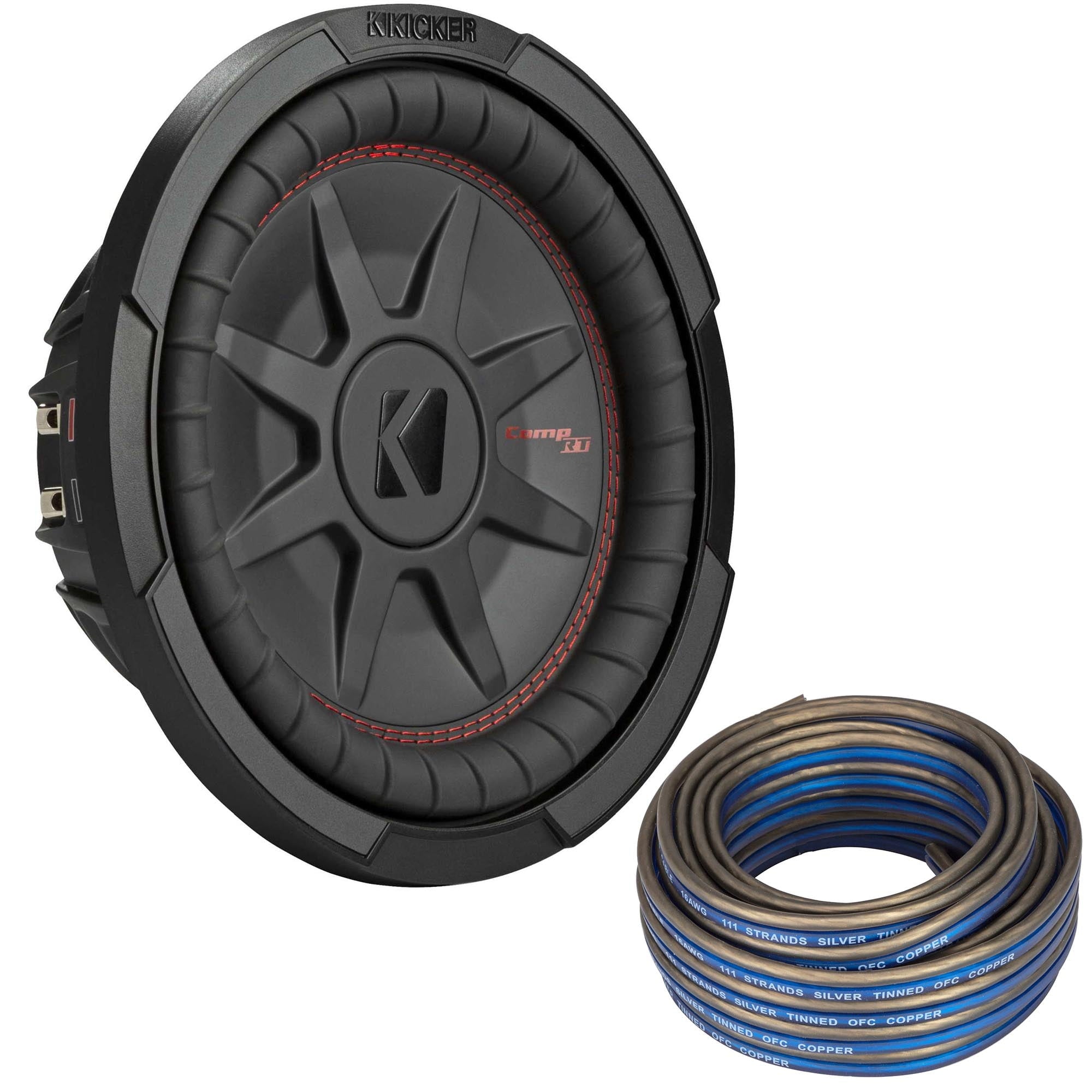 Kicker 48CWRT104 CompRT 10Subwoofer, DVC, 4-ohm - Includes Speaker Wire