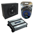 Kicker 10Car Subwoofers, Enclosure Bundle W/ HA-A400.1 Amp, Black