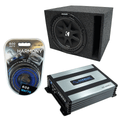 Kicker C10 Subwoofer Single 10Ported Sub Box Enclosure Bundle W/ HA-A400.1 Amp