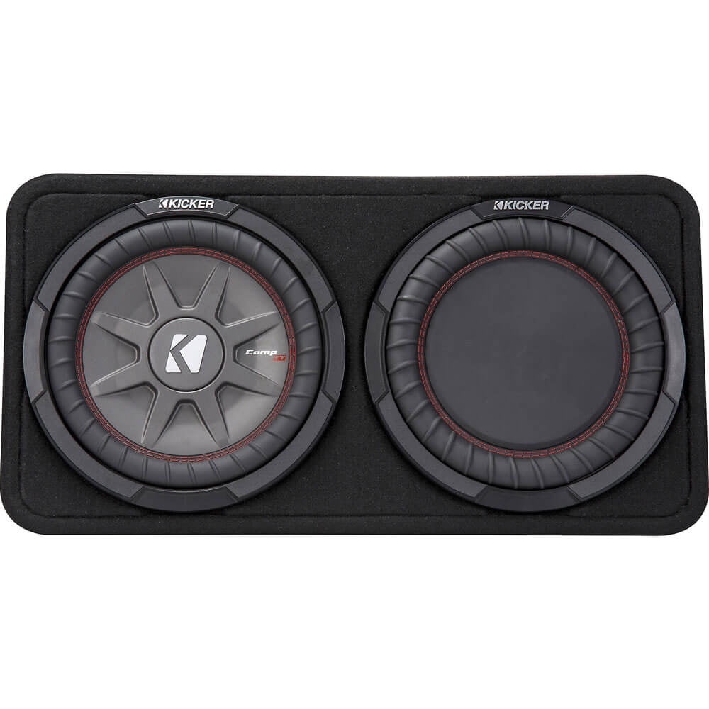 Kicker CompRT 800 Watt Dual 10 Inch Slim 2 Ohm Loaded Sealed Subwoofer Enclosure
