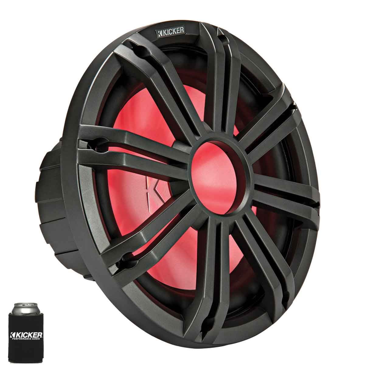 Kicker KM124 12Marine Subwoofer with LED Charcoal Grill 4 Ohm for Sealed Applications