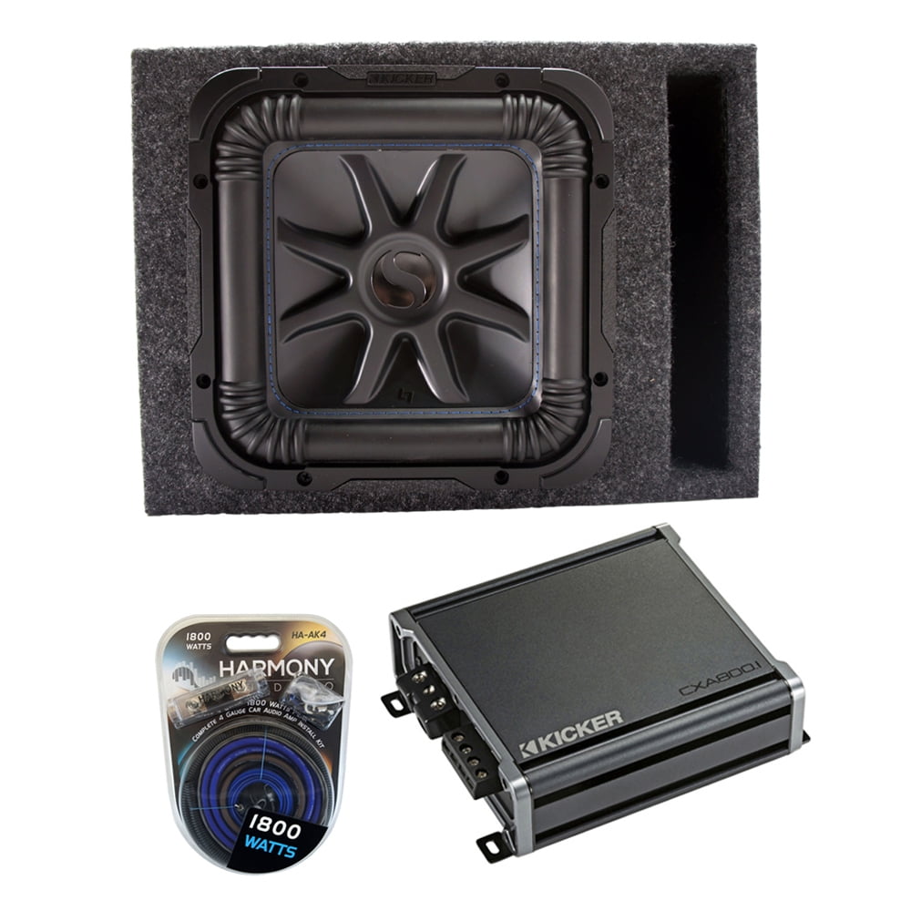 Kicker L7S12 Solo-Baric Subwoofer Vented Box with CXA800.1 Amp & Install Kit