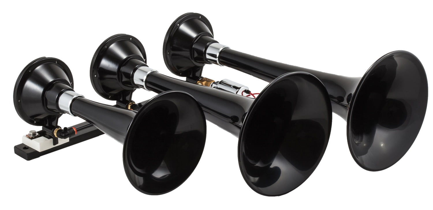 Kleinn 12V Automotive Triple Train Horn for Trucks Cars, Black