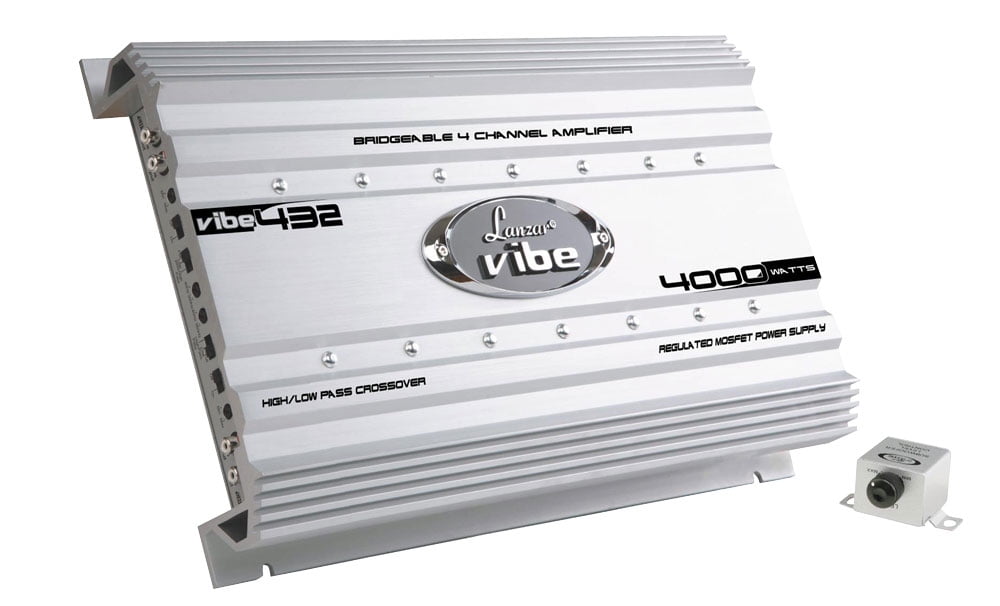 Lanzar 4000 Watt 4 Channel Bridgeable Car Audio Full Stereo Amplifier w/ Remote