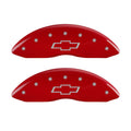 MGP 4 Caliper Covers Engraved Front & Rear Bowtie Red finish silver ch Fits select: 2012 CHEVROLET CAMARO 2SS