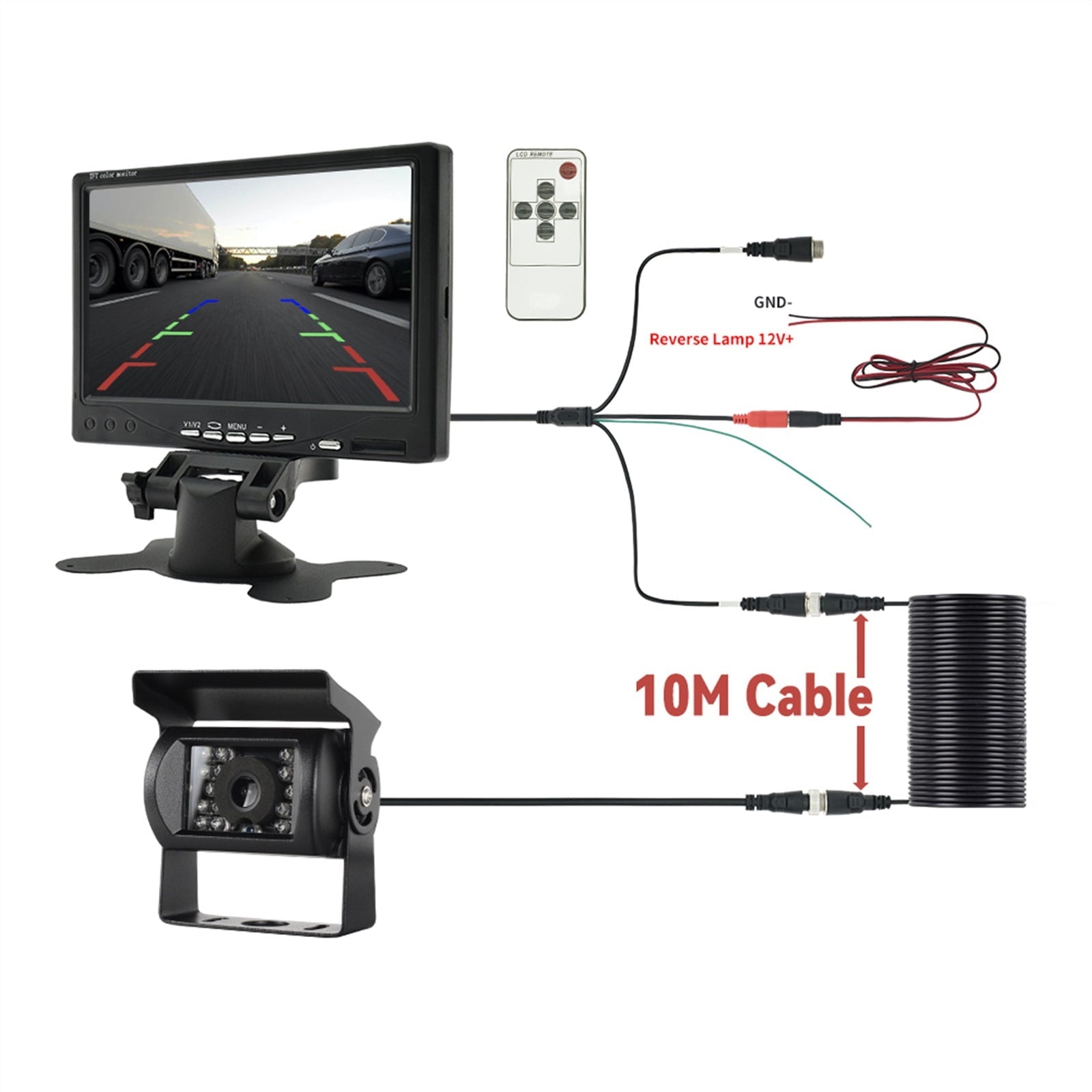 MJDOUD 7 Inch Car Rear View Camera Monitor for Truck Parking 9-36V Bus Security Panel with 1024*600 HD LCD Screen Universal
--------
Stable Signal