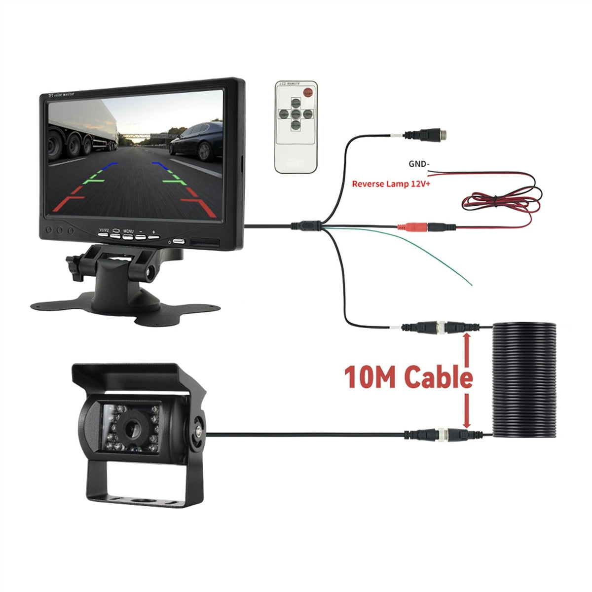 MJDOUD 7 Inch Car Rear View Camera Monitor for Truck Parking 9-36V Bus Security Screen with 1024*600 HD LCD Screen Universal
--------
Stable Signal