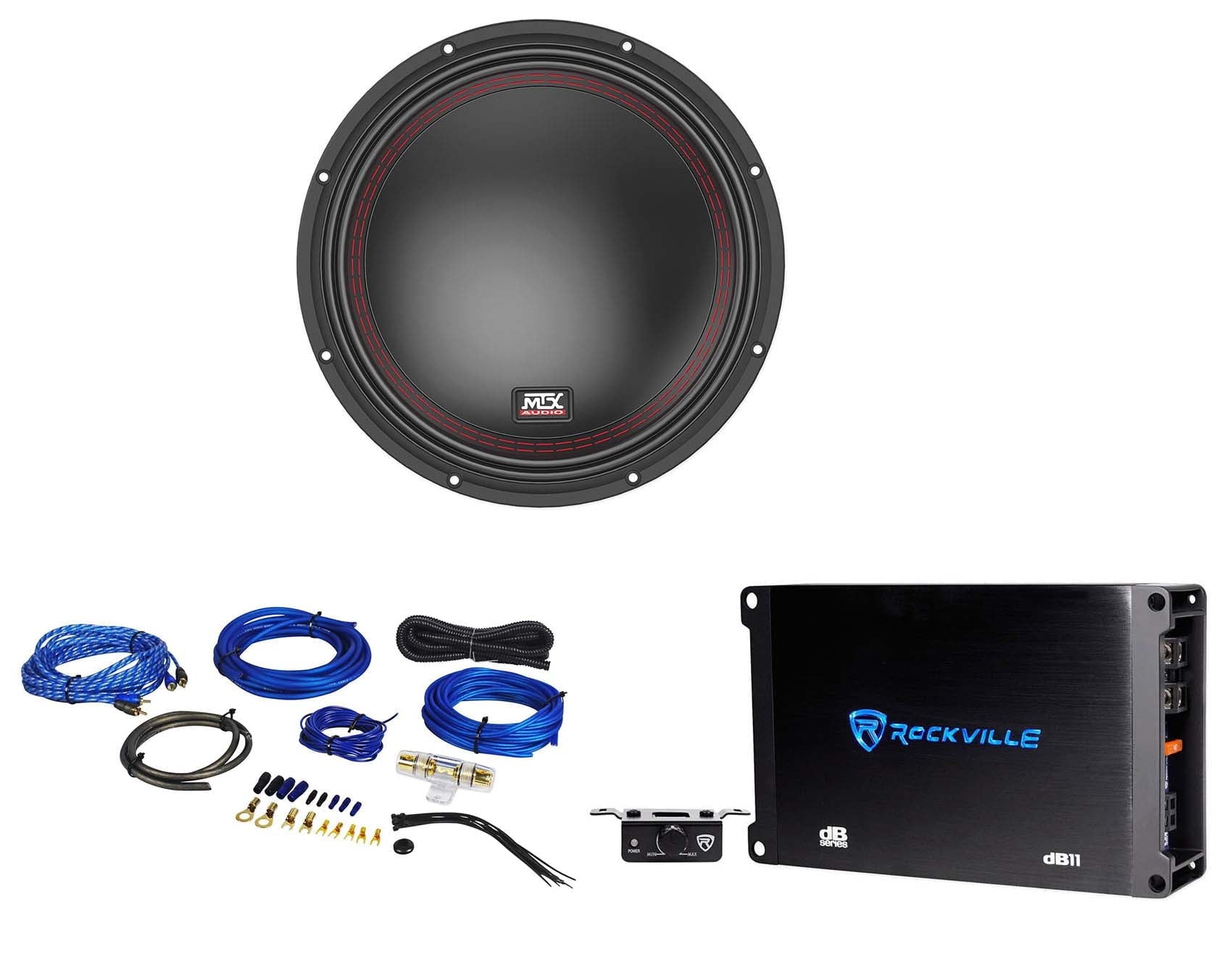 MTX 5510-44 10800 Watt DVC Car Audio Subwoofer Sub+Mono Amplifier+Amp Kit