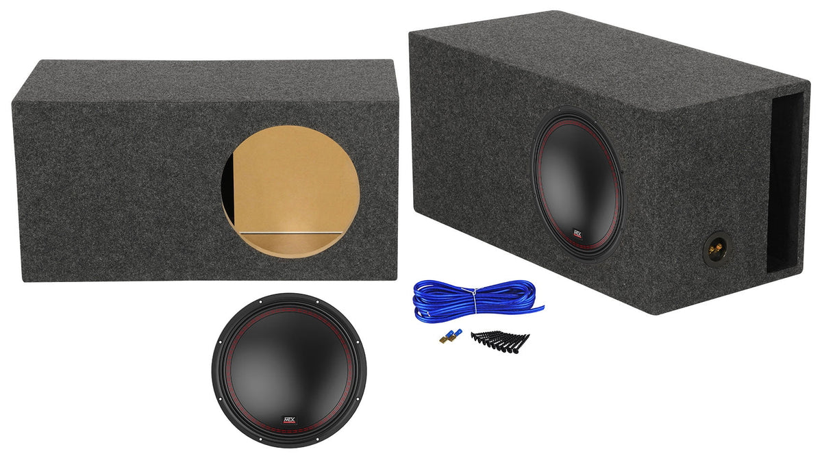 MTX 5512-44 12800 Watt DVC 4-ohm Car Audio Subwoofer+Vented Sub Box Enclosure