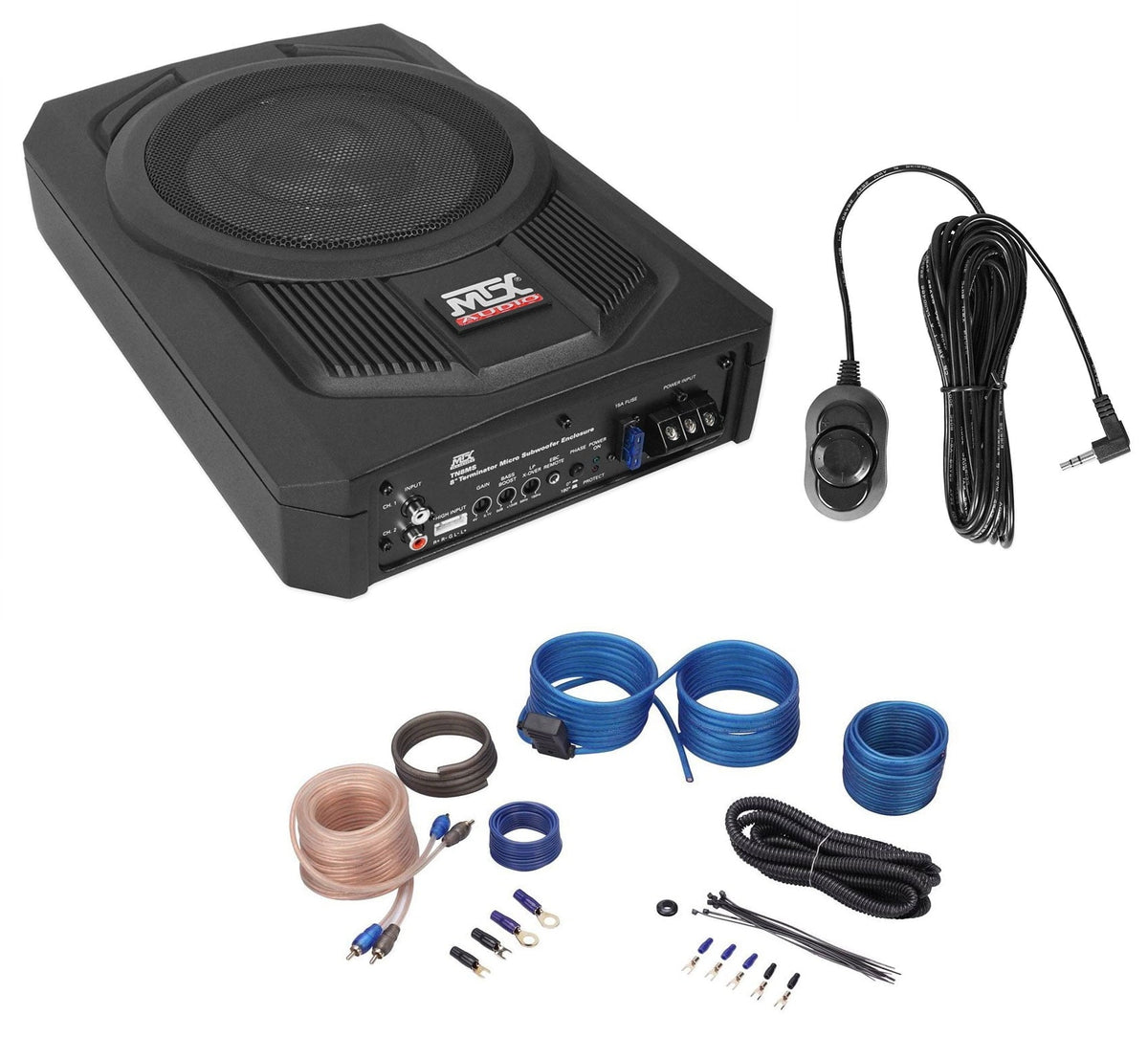 MTX Audio 8Slim Under-Seat Car Subwoofer, Black