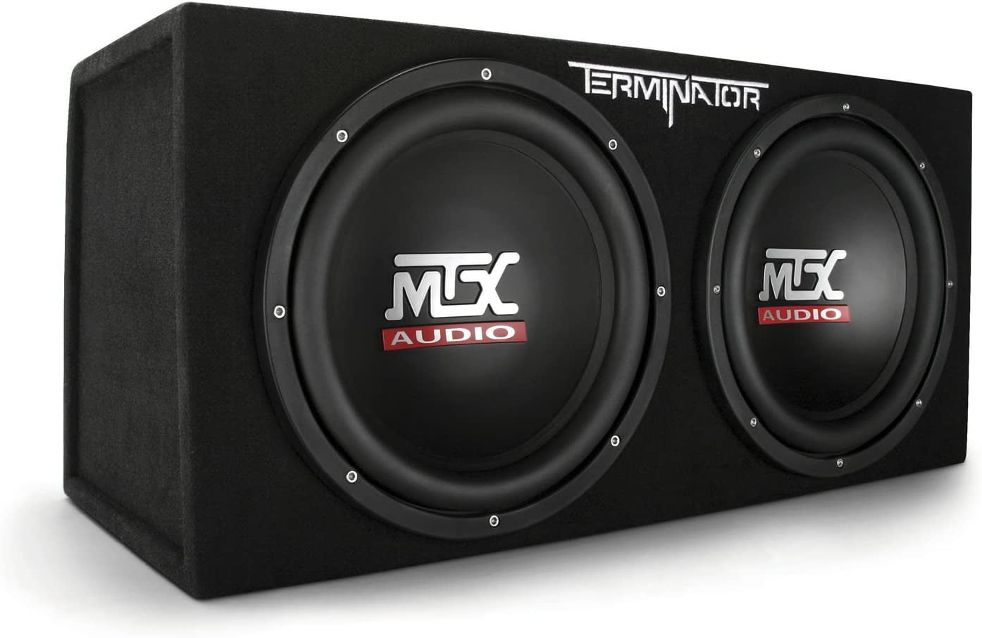 Open Box MTX TNE212D 121200W Dual Car Subwoofers Audio Subs + Enclosure