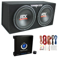 MTX Dual 121000W Subwoofer Enclosure w/ 1500W Amp & 8GA Wiring Kit, Black