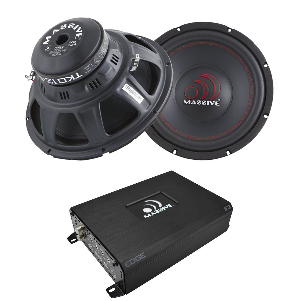 Massive Audio 2x 121200W Subwoofers Dual 4 Ohm TKO124 + Mono Amp Package New
