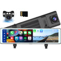 Mirror Dash Cam with Wireless Apple Carplay&Android Auto,11.26Voice Control Rear View Mirror 1080P Front and Rear View Dual Cameras,FM Transmitter,Night Vision,Parking Assistance, WDR,Loop Recording