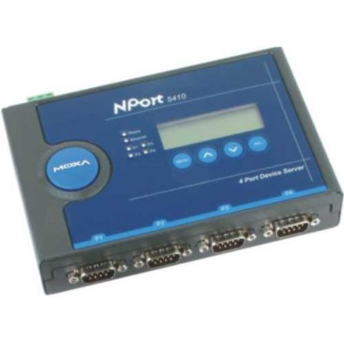 Moxa NPort 5410, 4-Port Device Server WITHOUT Power Adapter, 10/100 Ethernet, RS-232, DB9 male