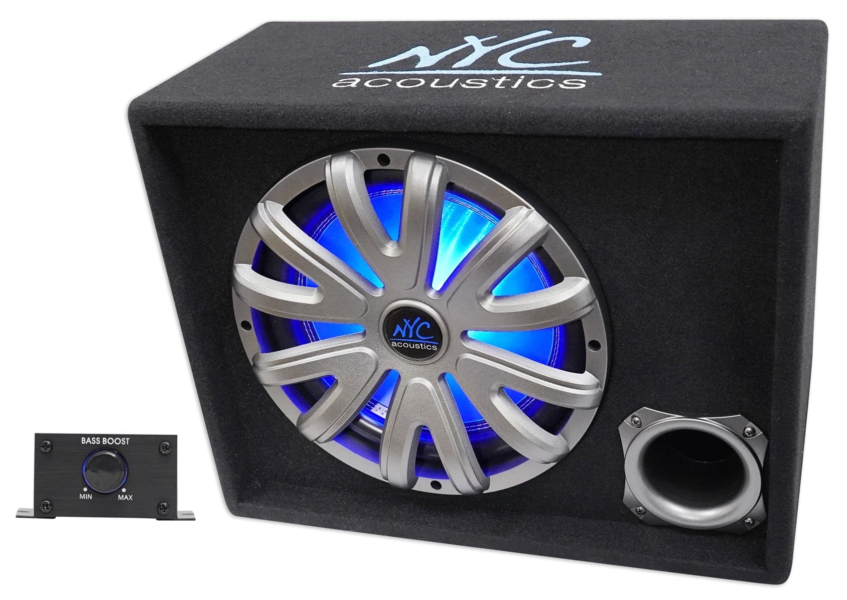 NYC Acoustics NSE12L 121200w Powered/Amplified Car Subwoofer/Sub Enclosure+LED