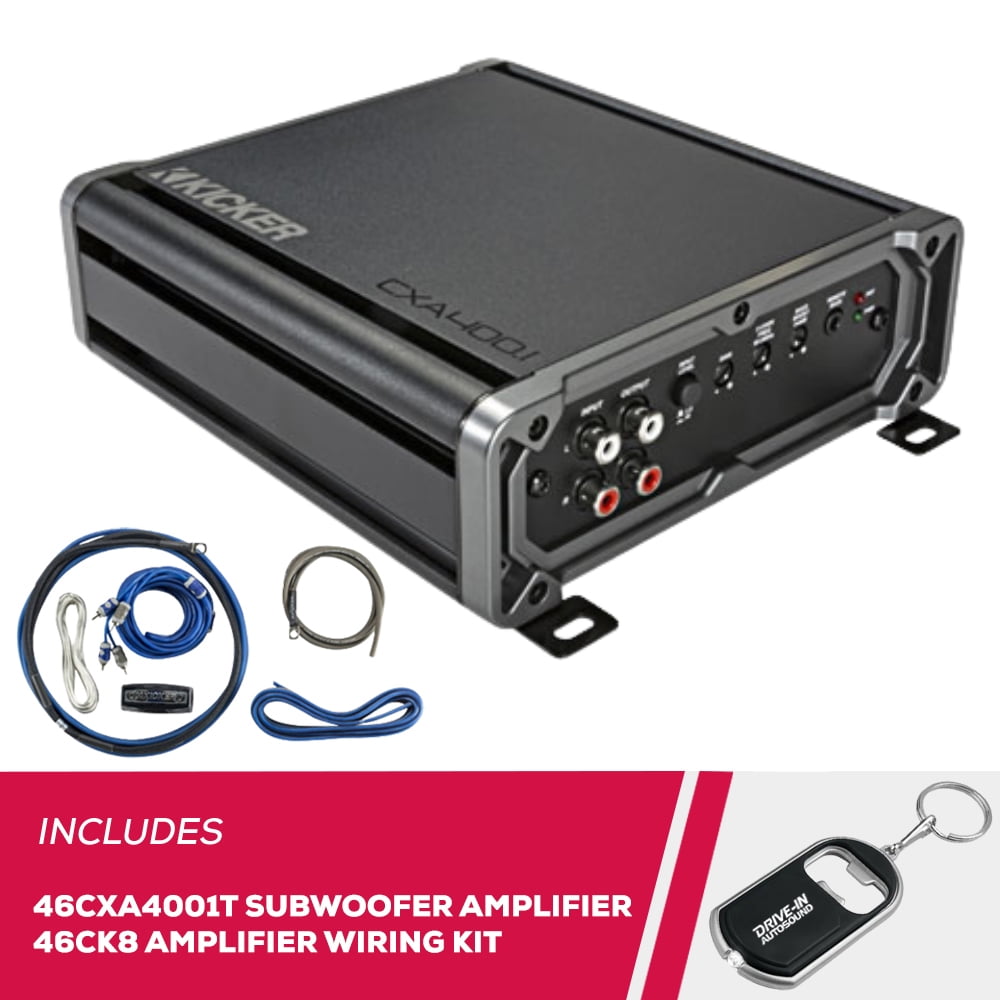 New Kicker CX Series 46CXA4001T Mono Subwoofer Amplifier and 46CK8 Amp Wiring Kit